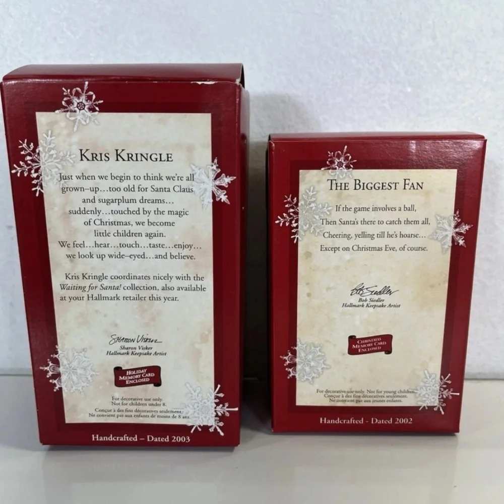 Hallmark Keepsake Christmas Kris Kringle 2003 Santa Biggest Fan‎ 2002 Ornaments